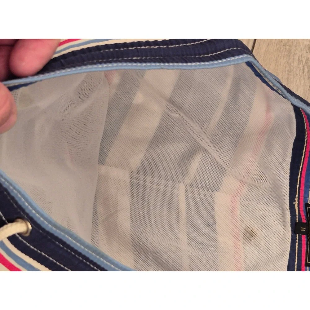 Allen Edmonds Mens Blue Striped Swim Trunks Handcrafted in Spain Size M